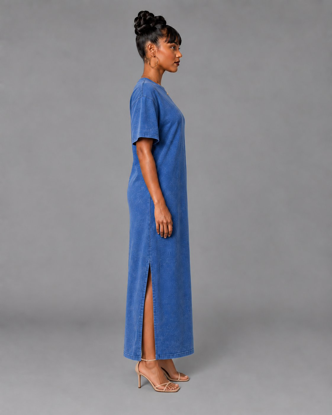 Women’s Maxi Tshirt Dress –Blue Haze