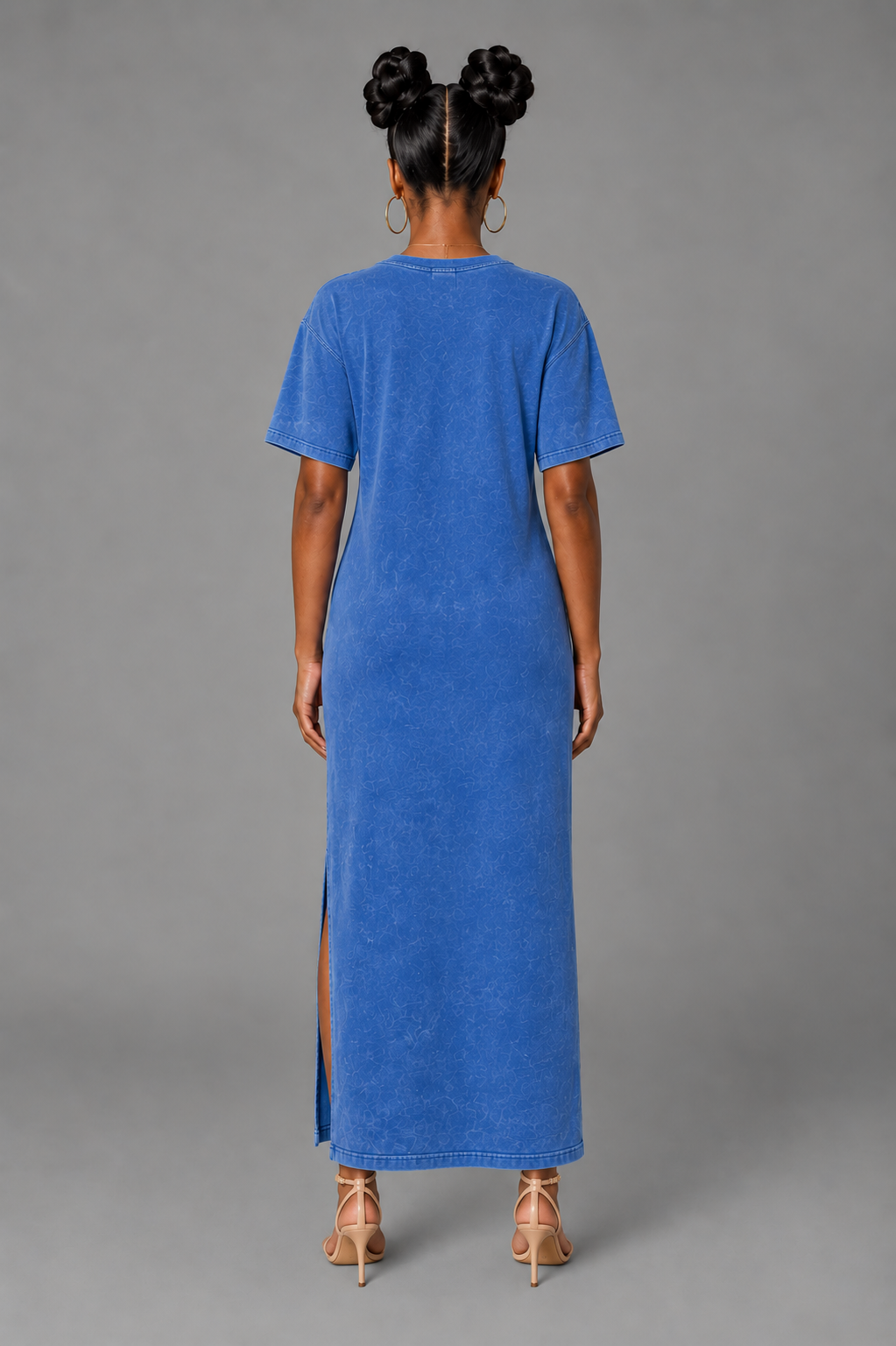Women’s Maxi Tshirt Dress –Blue Haze