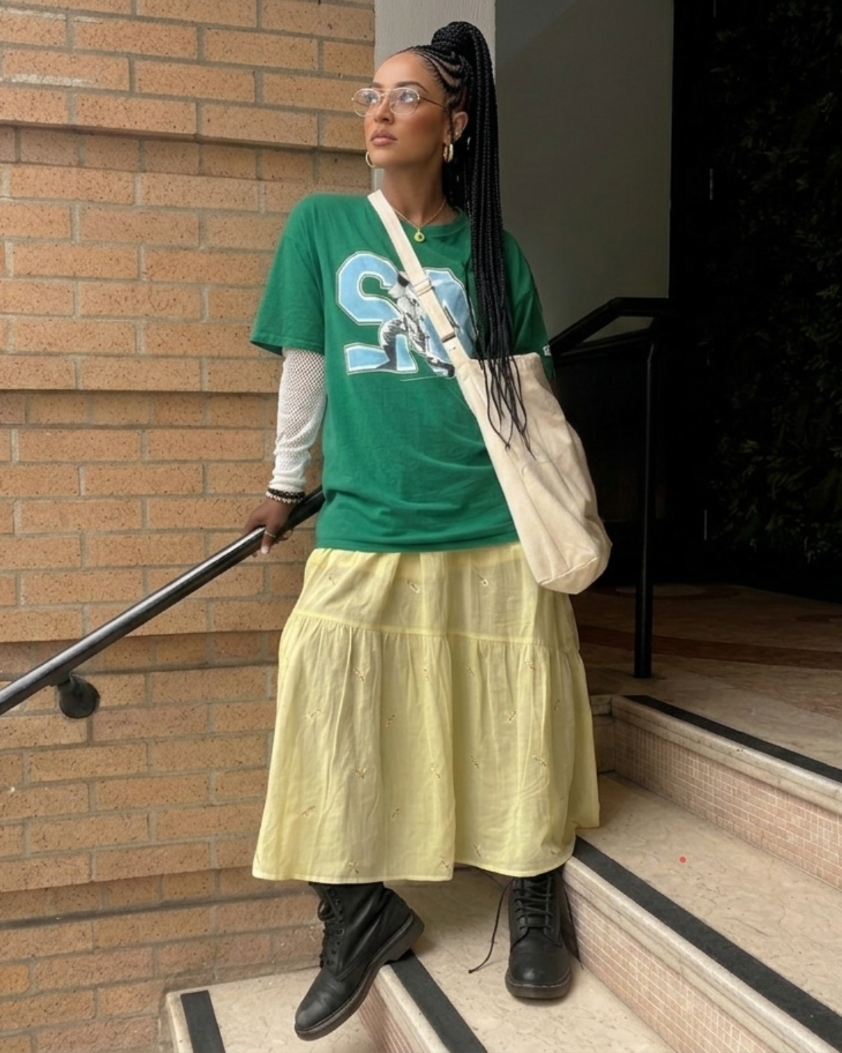 buttery-yellow-floral-embroidered-tiered-midi-skirt-street-style-look
