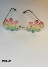 mint green mix daisy sunglasses - colorful shades with unique petal shaped lenses and gold temples
