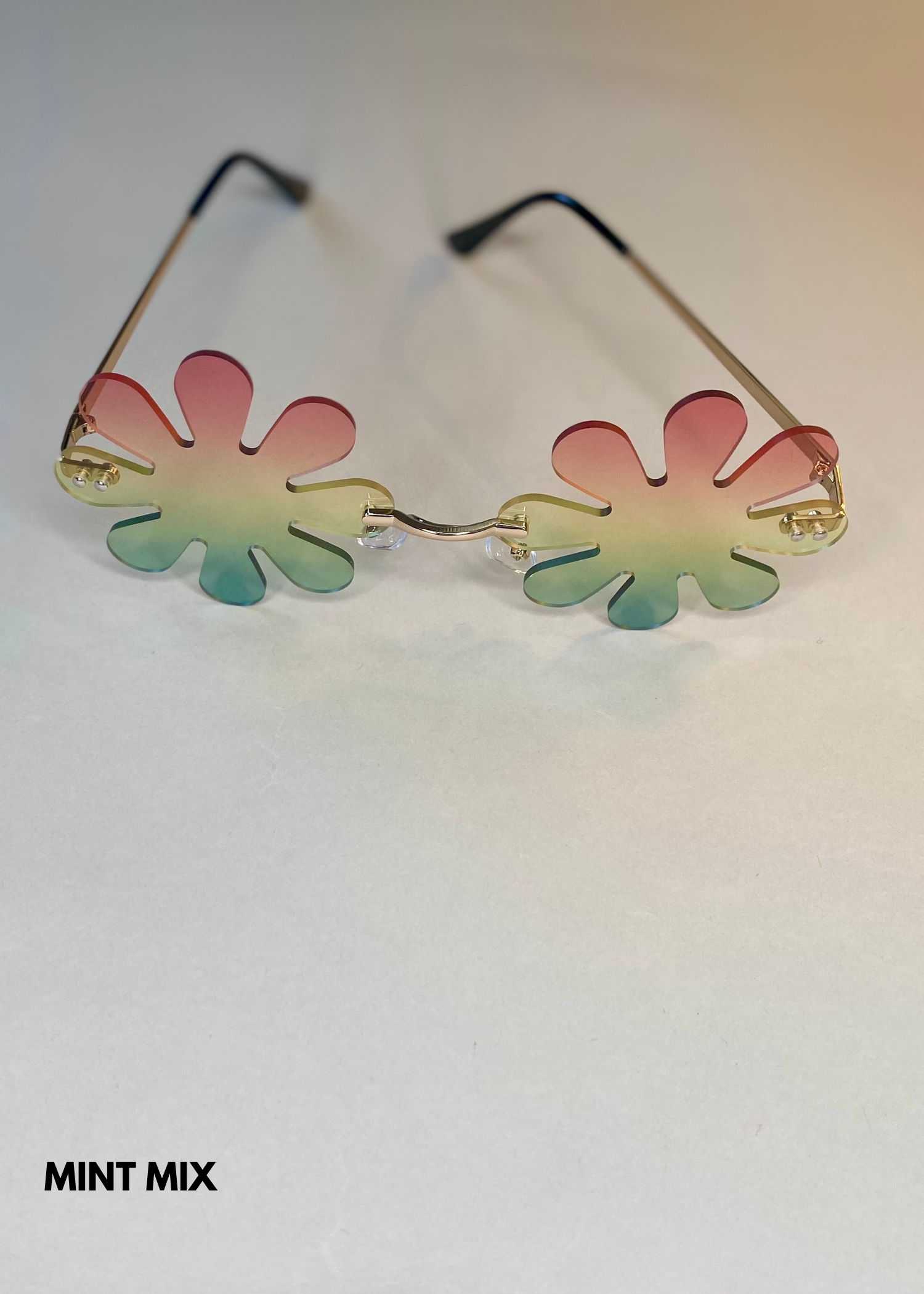 mint green mix daisy sunglasses - colorful shades with unique petal shaped lenses and gold temples